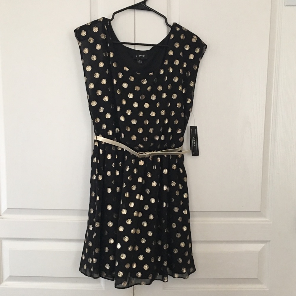 Black and gold polka dot dress, medium